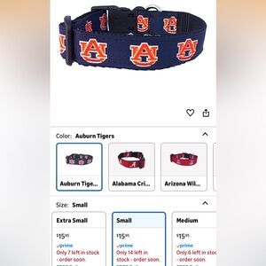 Auburn Tigers dog collar/sz Small